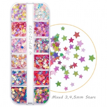 Pretty Sparkle  Mix 3 4 5mm Sparkle Star Pearl Fantasy Glitter Sequin