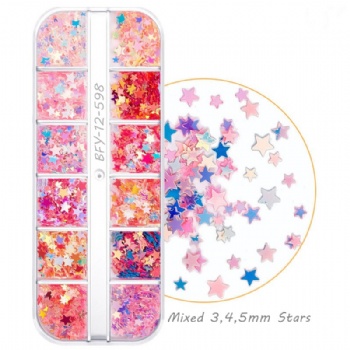 Pretty Sparkle  Mix 3 4 5mm Sparkle Star Pearl Fantasy Glitter Sequin