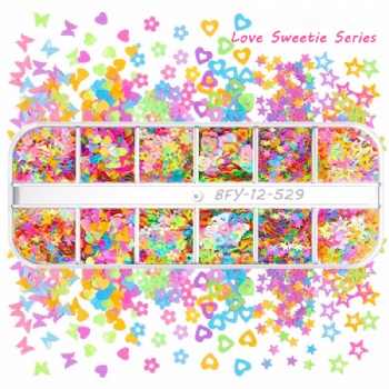 Love Sweetie Fashion Neon Mix sizes Mix Shapes Glitter Sequin