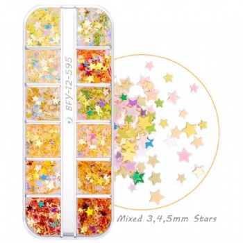 Pretty Sparkle  Mix 3 4 5mm Sparkle Star Pearl Fantasy Glitter Sequin