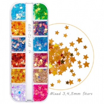 Pretty Sparkle  Mix 3 4 5mm Sparkle Star Pearl Fantasy Glitter Sequin