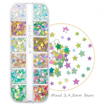 Pretty Sparkle  Mix 3 4 5mm Sparkle Star Pearl Fantasy Glitter Sequin