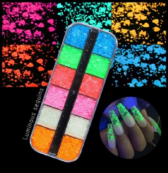 Magic Glow In Dark Mix sizes Mix Shapes Glitter Sequin