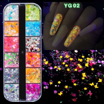 Factory Supply Glow In Dark Mix sizes Mix Shapes Glitter Sequin