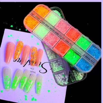 Factory Supply Glow In Dark Mix sizes Mix Shapes Glitter Sequin