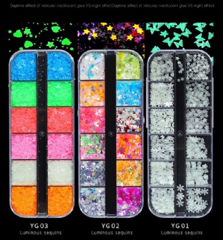 Factory Supply Glow In Dark Mix sizes Mix Shapes Glitter Sequin