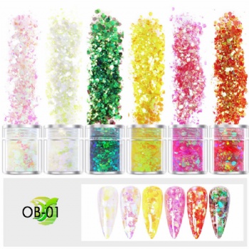 OB Mix Sizes Mix Colors Iridescent Fantasy Rainbow Glitter Powder