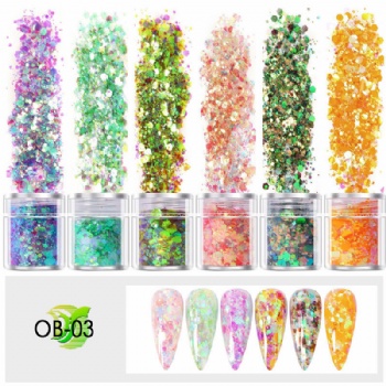 OB Mix Sizes Mix Colors Iridescent Fantasy Rainbow Glitter Powder