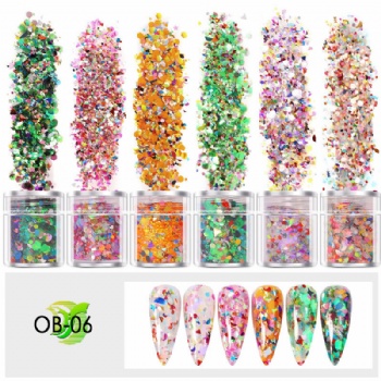 OB Mix Sizes Mix Colors Iridescent Fantasy Rainbow Glitter Powder