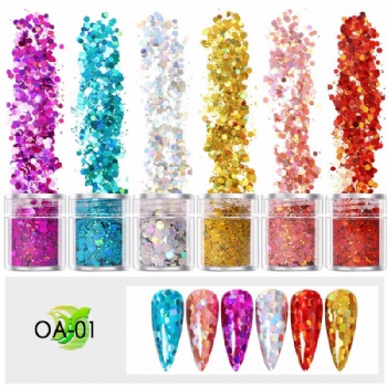 OA Mix Sizes Mix Colors Holographic Laser Glitter Powder