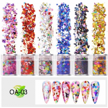 OA Mix Sizes Mix Colors Holographic Laser Glitter Powder