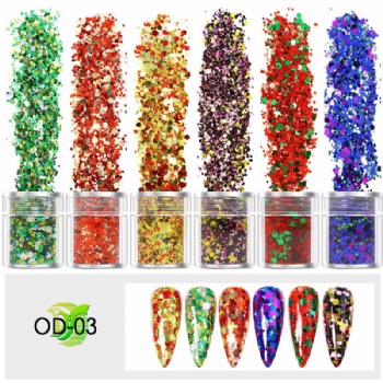 OD Mix Sizes Mix Colors Metallic Multi-color Glitter Powder