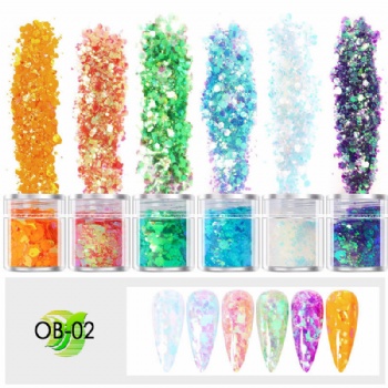 OB Mix Sizes Mix Colors Iridescent Fantasy Rainbow Glitter Powder