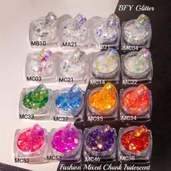 Chunky Super Sparkle Fantasy Iridescent Mixed Size Glitter Powder Nail Art Decoration Glitter Sequin