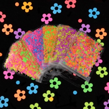 4mm Hollow Flowers Fashion Neon Mix sizes Mix Shapes Glitter Sequin