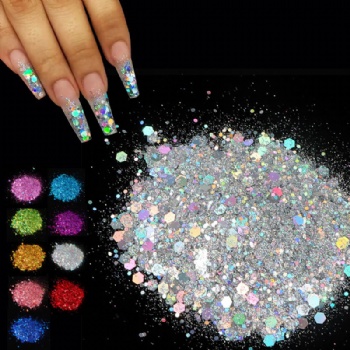 Mixed Sizes Holographic Laser Holiday Decoration Nail Glitter Powder