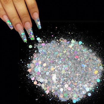 Mixed Sizes Holographic Laser Holiday Decoration Nail Glitter Powder