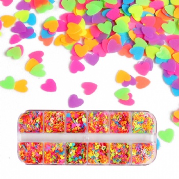 Fashionable Neon Butterfly Love Heart Nail Glitter Sequin