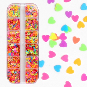 Fashionable Neon Butterfly Love Heart Nail Glitter Sequin