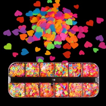 Fashionable Neon Butterfly Love Heart Nail Glitter Sequin