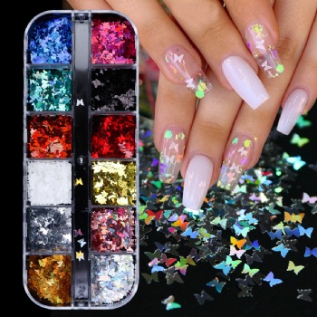 12-grid Holographic Laser Holiday Decoration Glitter Sequin