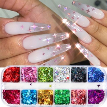 12-grid Holographic Laser Holiday Decoration Glitter Sequin