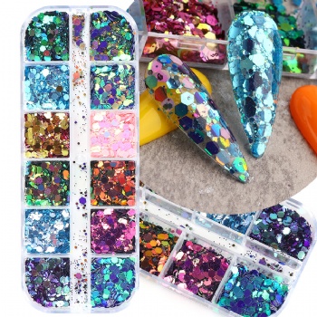 12-grid Holographic Laser Holiday Decoration Glitter Sequin