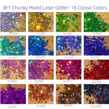 High Sparkle Holographic Laser Mixed Size Glitter Powder Nail Art Decoration Glitter Sequin